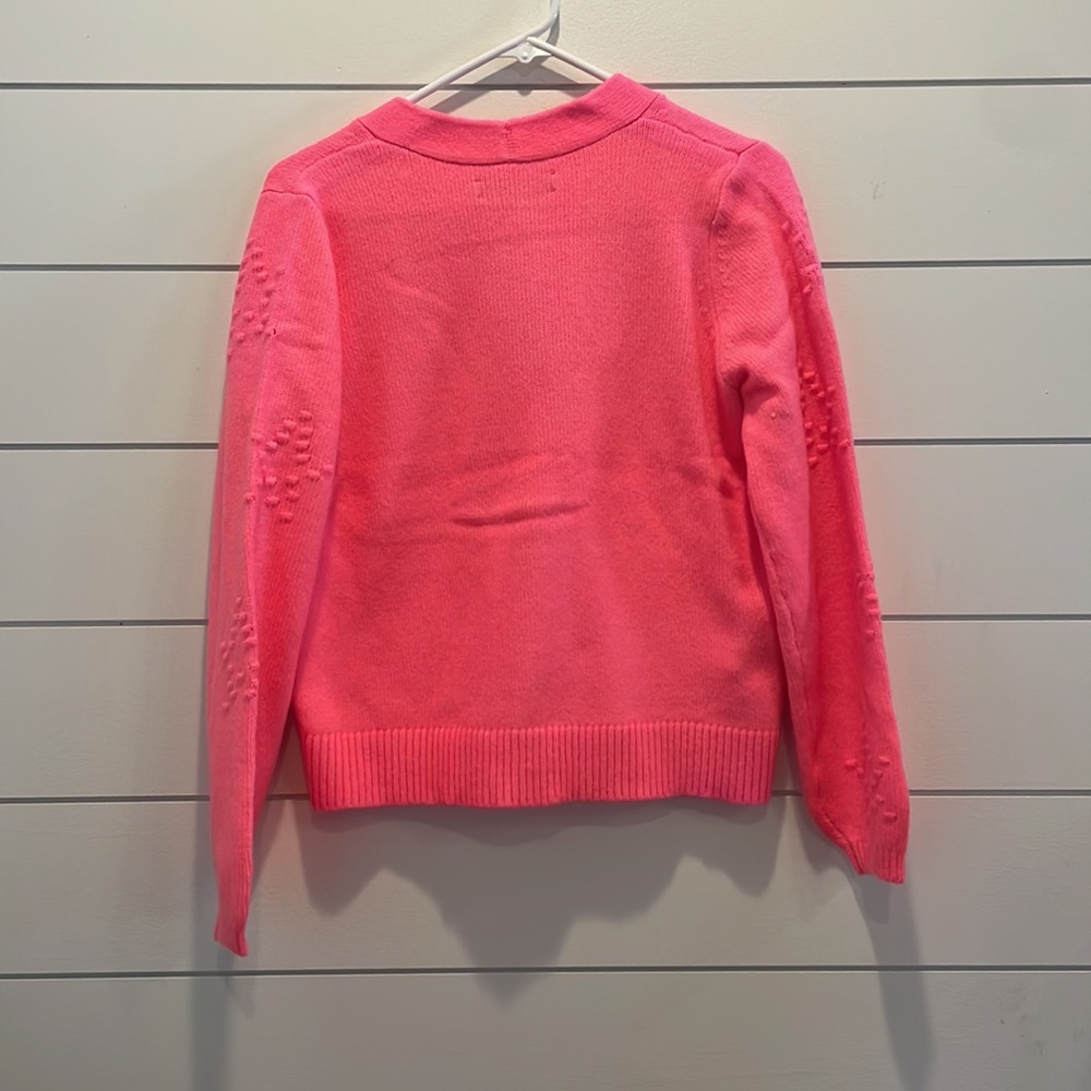 NWT Loft Petites Bright Pink Star Cardigan Women’s Size Medium Petite - Picture 5 of 8